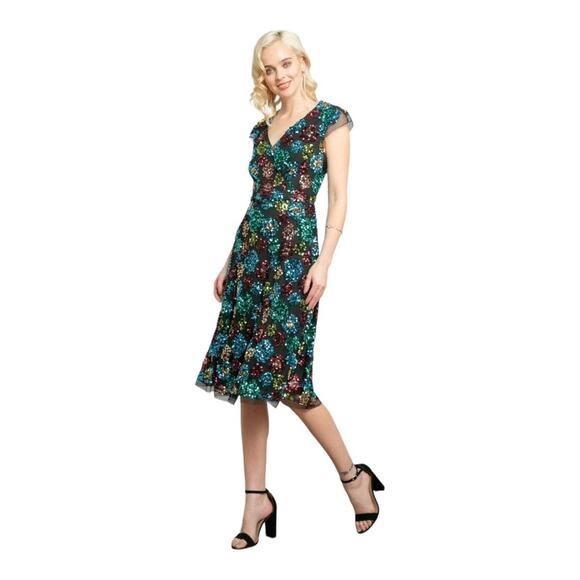 Anthropologie Eva Franco Glenna Sequined Midi Dress Size 8 - Picture 2 of 11